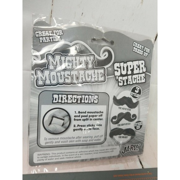 JA-RU Mighty Mustache Stick On Mustache Child's Toy Costume Accessory NEW - Picture 3 of 6